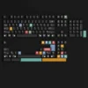 Ag1921 Braun-inspired PBT Wooting keycaps set in a gallery, showcasing their sleek minimalist industrial design, dark tones, and precise legends.