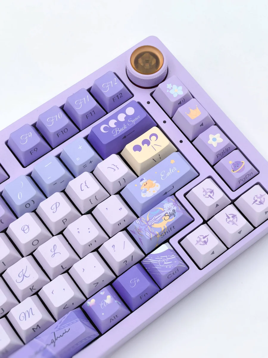 Xavier Keycap Set, premium and character-inspired, showcasing crisp legends and vibrant accents from various angles.