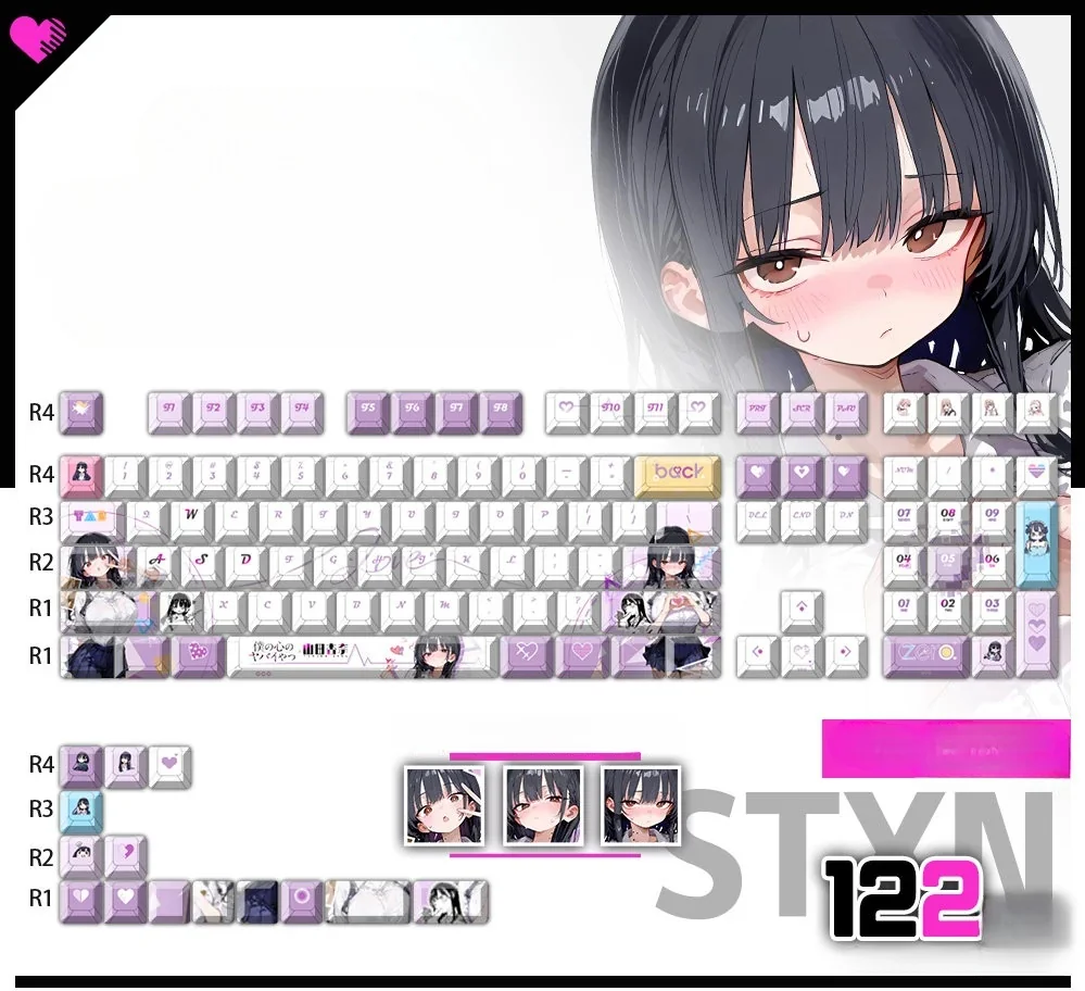Exclusive Yamada Anna Keycaps Set Dangers in My Heart PBT set, featuring vibrant anime character art for ultimate desktop personalization.