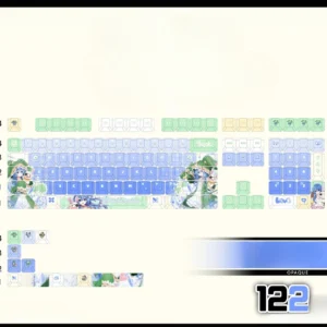 Opaque green Yoshino Keycaps Set featuring playful Date A Live Yoshino Himekawa anime art on durable PBT, perfect for fans.