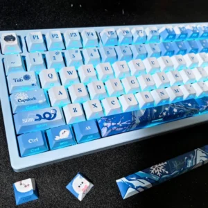 Exclusive Zayne Keycaps set, displaying elegant double-shot PBT with crisp side-engraved legends, embodying a unique character-inspired aesthetic.