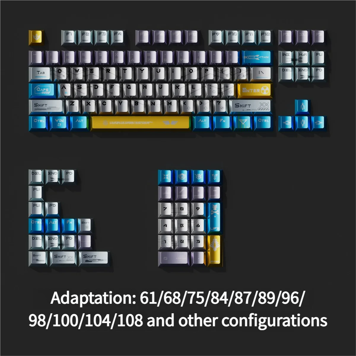 This variant displays a small full set of Angel Keycap Set, featuring a radiant pearlescent metallic finish and delicate angelic designs, ideal for magnetic keyboard.