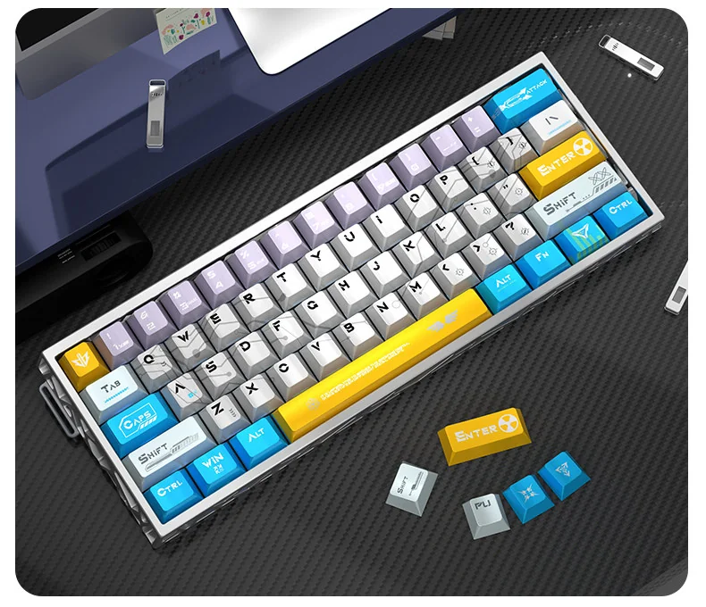 This variant displays a small full set of Angel Keycaps Set, featuring a radiant pearlescent metallic finish and delicate angelic designs, ideal for magnetic keycaps.