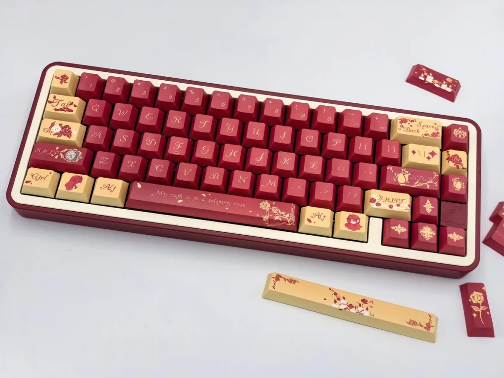 Argenti's Elegance Honkai Star Rail keycaps set, featuring intricate rose and cosmic knight motifs. Exclusive premium design for fans.