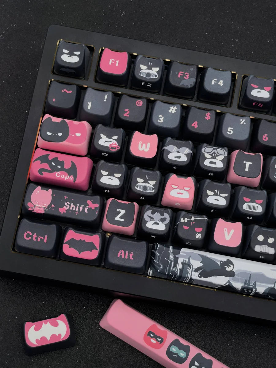 Artisan Batman keycap set gallery, showcasing its unique handcrafted details and playful sculpted design from various angles, perfect for collectors.