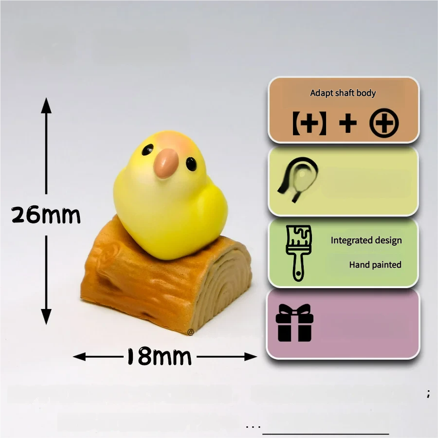 Artistic views of the vibrant hand-sculpted 3D artisan keycap, highlighting the intricate parrot nature scene from various perspectives.