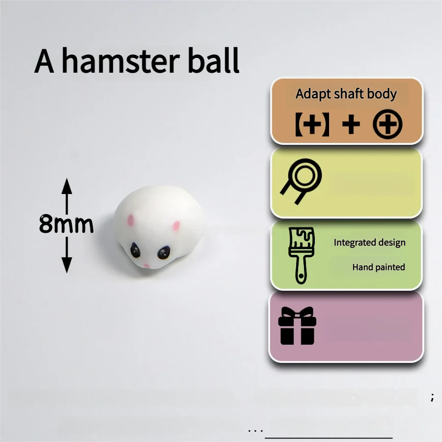 Close-up of the adorable, round hamster dumpling artisan keycap, handcrafted with a magnetic, detachable design, adding cozy woodland charm to your keyboard.