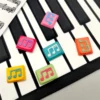 Musical Note Low Shaft Keycaps, handcrafted with dual-tone fluid design, showcasing artistic detail from multiple angles.