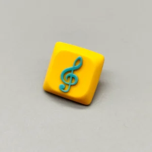 Handcrafted Treble Clef Low Shaft Keycaps featuring a vibrant treble clef design set on a playful yellow base, perfect for music enthusiasts.