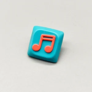 Handcrafted Two Beam Eighth Note Symbol Keycaps featuring a vibrant translucent resin rhythm symbol on a striking blue base, showcasing artistic flair.