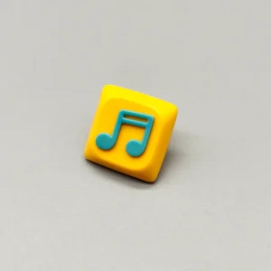 Vibrant Two Beam Eighth Note Symbol Keycaps featuring a yellow base and an intricately embedded rhythm symbol.