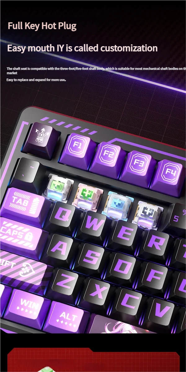 K75 Tri-Mode Mechanical Gaming Keyboard featuring Airoline custom art, vibrant RGB lighting, unique Flower Field switches, and an FR4 plate.