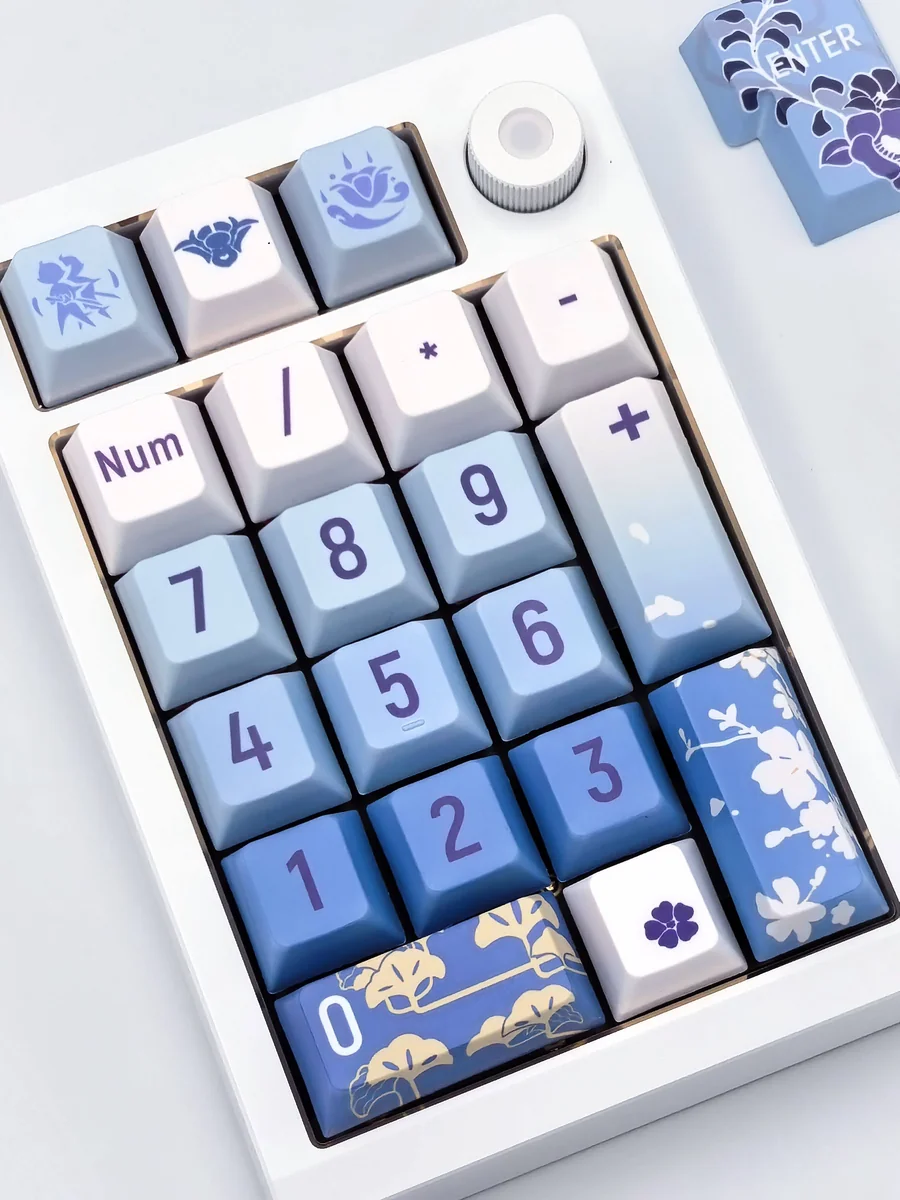 Ayato Keycap Set gallery: Exclusive Genshin Impact Kamisato Ayato custom keycap. Elegant, artistic design from multiple angles.