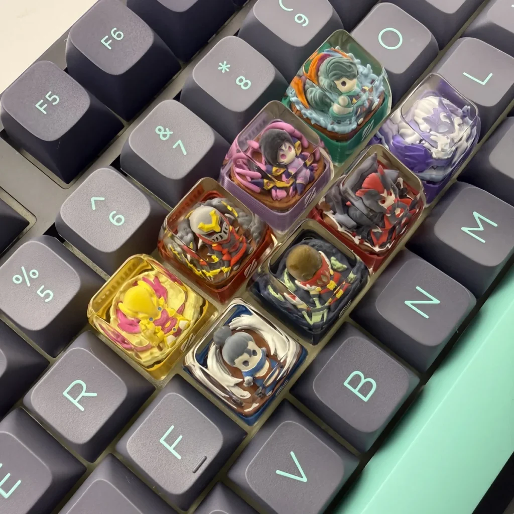 Handcrafted League of Legends BelVeth artisan keycap, intricately sculpted resin with translucent SA profile, shown from multiple premium angles.
