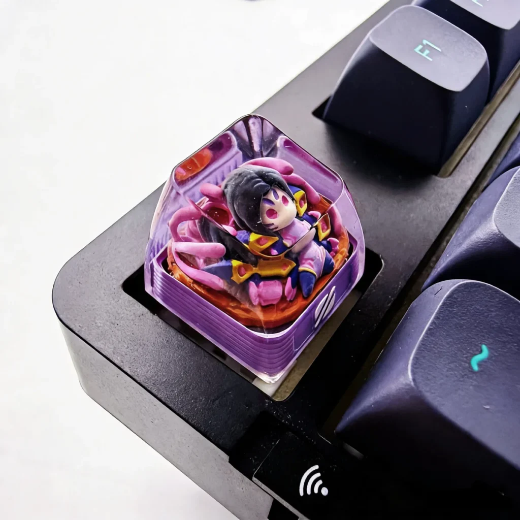 Intricate handcrafted Void Empress BelVeth artisan keycap, a translucent resin SA profile sculpt for League of Legends fans.