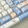 Iconic White Rabbit MOA PBT Keycaps Set exhibit milky white, blue, red spherical profile. Durable PBT and comfy MOA provide nostalgic typing.