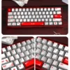 Blood Rose Keycaps Set, a gothic pearlescent set, elegantly displayed from multiple angles, emphasizing their unique shimmering metallic finish and dark aesthetics.
