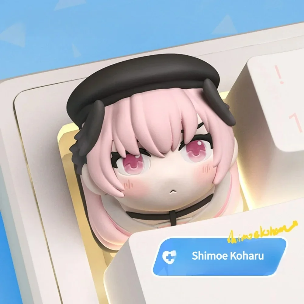 Exclusive Shimoe Koharu Blue Archive chibi artisan keycap showcased from various angles, revealing its vibrant anime charm and intricate detail.