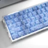 A fresh angle of the exclusive blue forged carbon keycaps set, highlighting its dynamic texture and sleek, modern design. Premium quality.