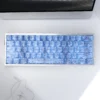 Exclusive Blue Forged Carbon Keycaps Set, shown from various angles. Highlights the unique blue forged carbon texture, sleek modern design, and side-printed design.