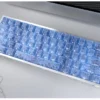 A gallery of exclusive blue forged carbon keycaps set, showcasing their dynamic texture, sleek modern design, and precision side-printed legends from various angles.