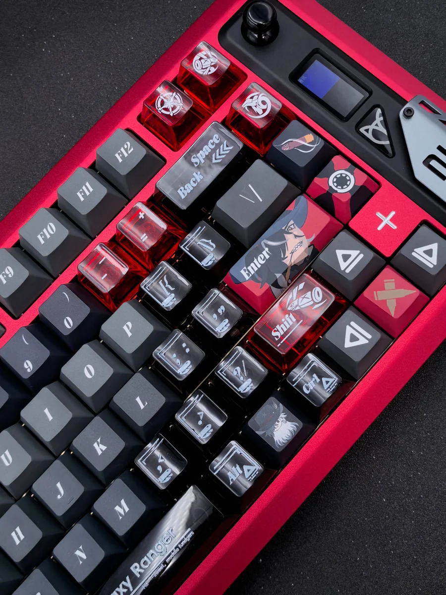 A gallery view of the Boothill keycap set, highlighting its exclusive dual-tone palette and refined, philosophically inspired aesthetic from various angles.