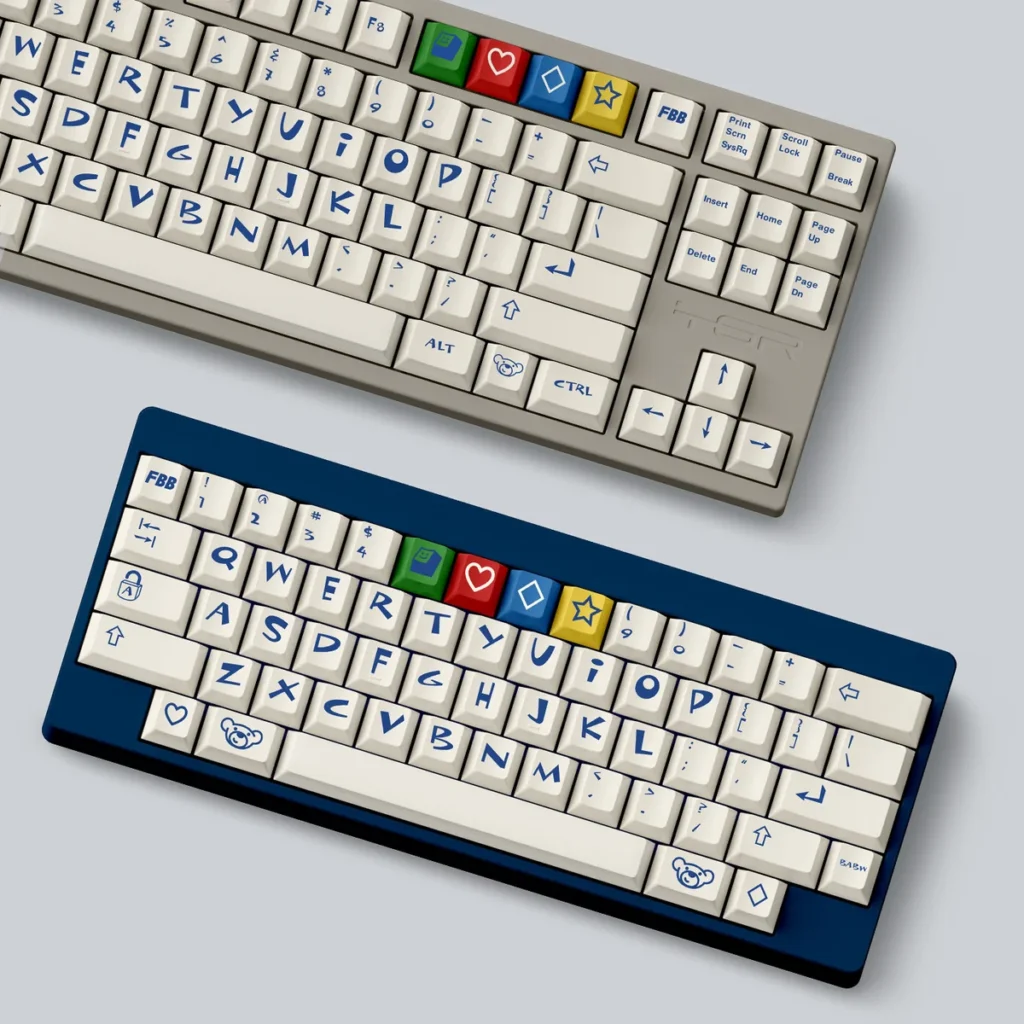 Main image of the playful Build-A-Bear PBT Keycaps Set, a nostalgic dye-sub set featuring whimsical pastel teddy bear designs and retro charm.