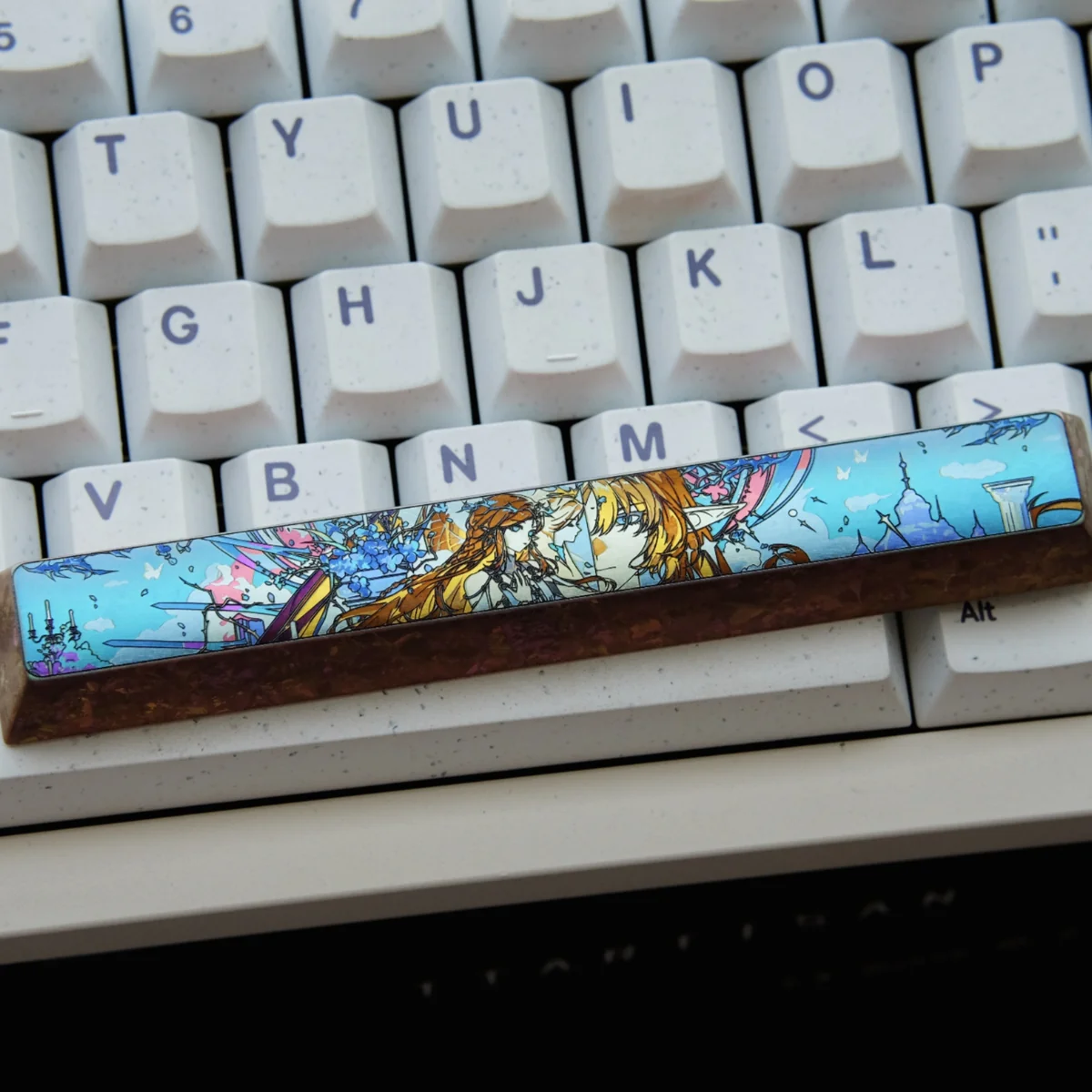 Sleek aerospace-grade Cartethyia Space Key Keycap displayed from multiple angles, highlighting its unrivaled strength and industrial titaniumdesign.