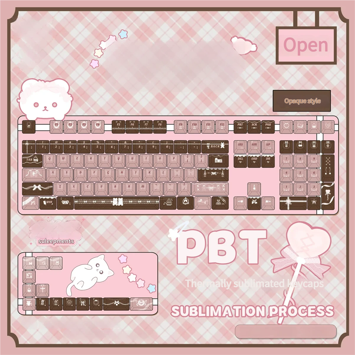 A premium Coffee Whisper PBT Keycap Set showcases its durable dye-sub legends and smooth textures. The elegant warm coffee and rose palatte.