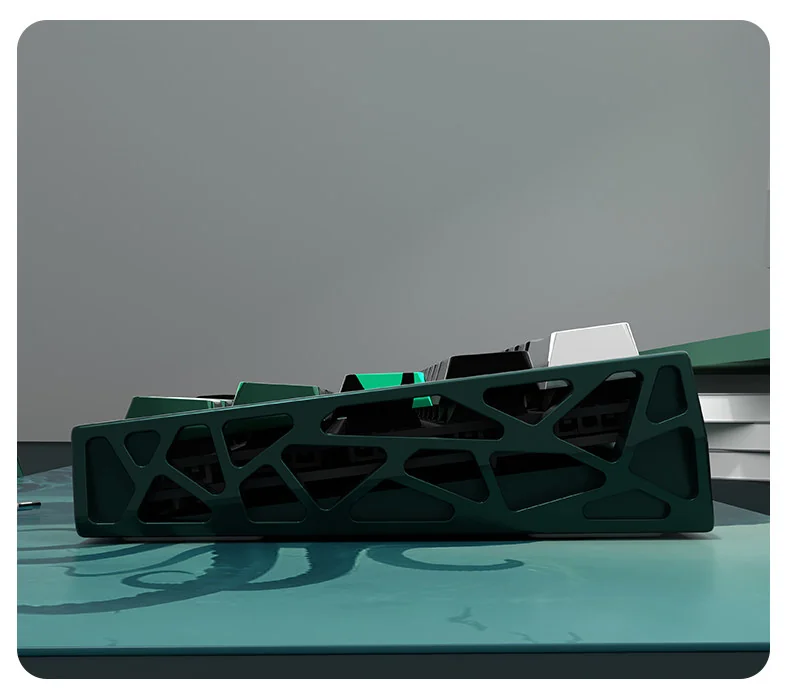 Angled Cthulhu PBT keycap set showcasing its pearlescent finish and dark, otherworldly motif, specifically crafted for magnetic switch keyboards.