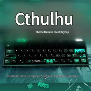 Cthulhu Keycaps Set: Dark, shimmering pearlescent PBT for magnetic switch keyboards, showcasing ancient otherworldly motifs with a premium finish.