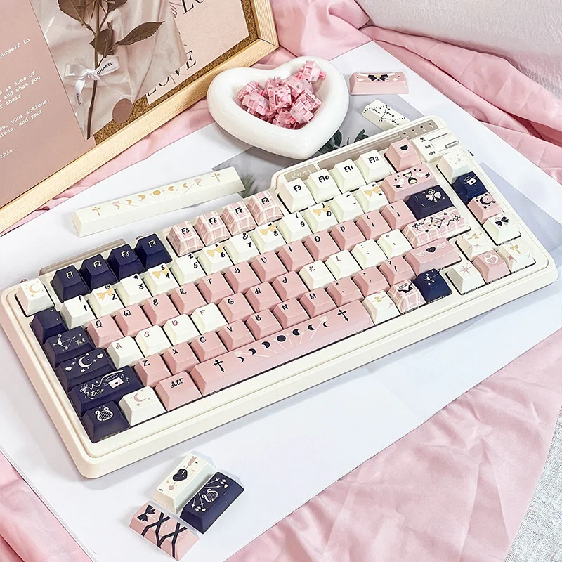 Cupid The Poetry Elegant PBT Keycap Set. Romantic classical design, delicate legends, and premium muted colors, highlighting durable PBT material.