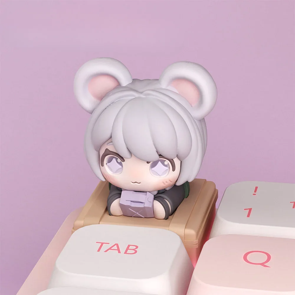 Playful Delta Force Keycap: Charming tactical Hackclaw mouse artisan keycap detailed in multi-angle views, an exclusive miniature desk companion.