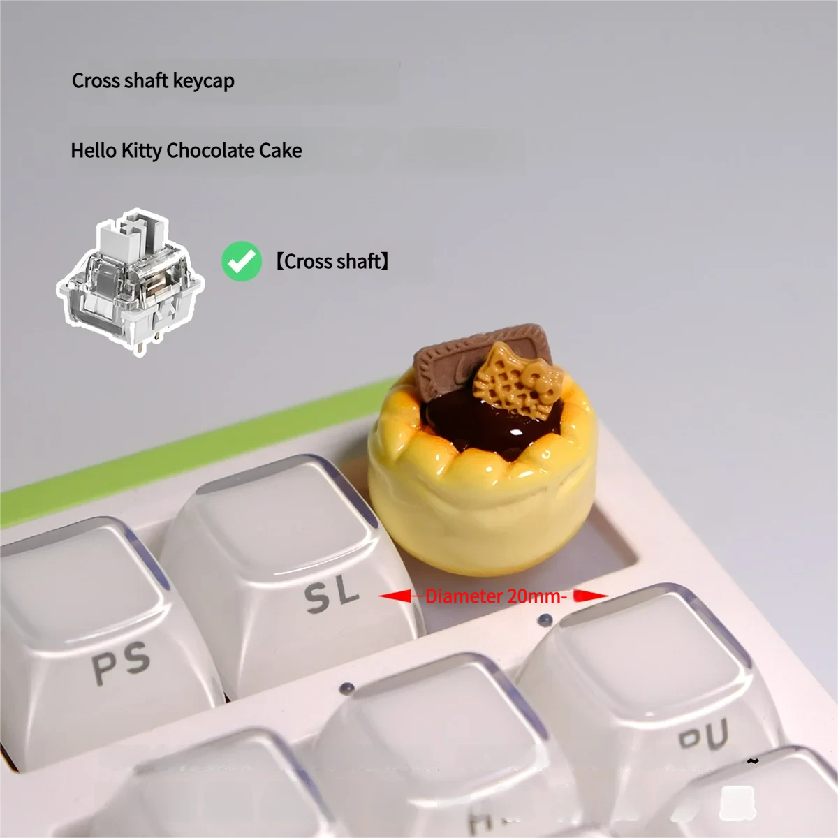 Gallery of whimsical handcrafted dessert artisan keycaps from various angles, highlighting vibrant 3D miniature details.