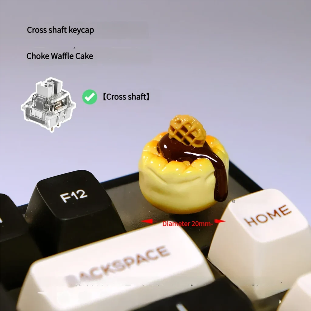 Close-up gallery of a whimsical handcrafted dessert artisan keycap, featuring intricate 3D details and vibrant colors from various angles.