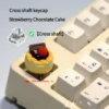 Vibrant handcrafted Hello Kitty artisan keycap showcasing an adorable 3D strawberry dessert, intricately detailed for a playful touch.