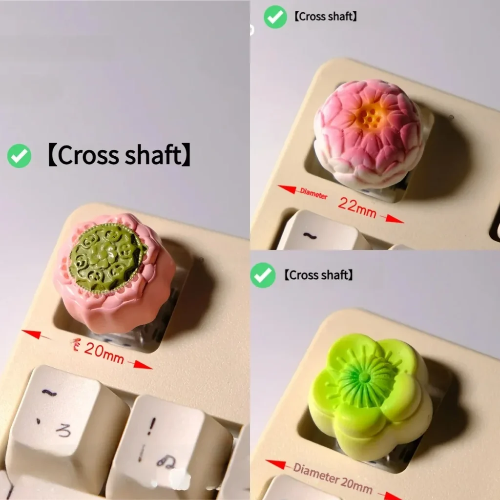 Handcrafted Chinese Pastry Art Keycaps featuring an exquisite miniature Chinese pastry with delicate floral details, showcasing artistic craftsmanship.