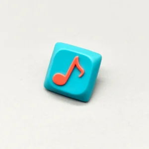 A vibrant, handcrafted Eighth Note Symbol Keycaps featuring a translucent blue base with an elegantly embedded eighth note, from the Symphony collection.