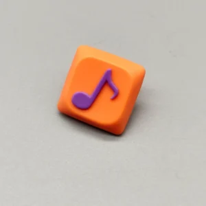 Handcrafted Eighth Note Symbol Keycaps featuring a vibrant orange translucent resin base with an embedded musical eighth note, evoking a unique keyboard symphony.