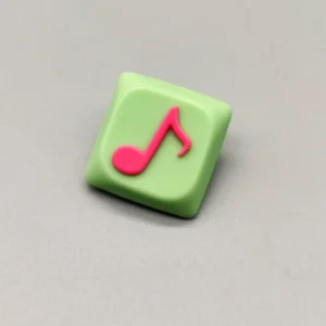 Handcrafted Eighth Note Symbol Keycaps featuring a vibrant translucent green background with an embedded eighth note, perfect for a musical keyboard theme.