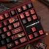 Handcrafted Fallen Starlight Lucifer artisan keycap set from a different angle, showcasing its dark celestial metallic luster and dramatic fallen angelic design.