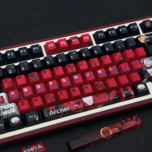 Exclusive Fate/Stay Night Red Archer keycap set, a premium piece showcasing iconic heroic anime art in striking red and black.