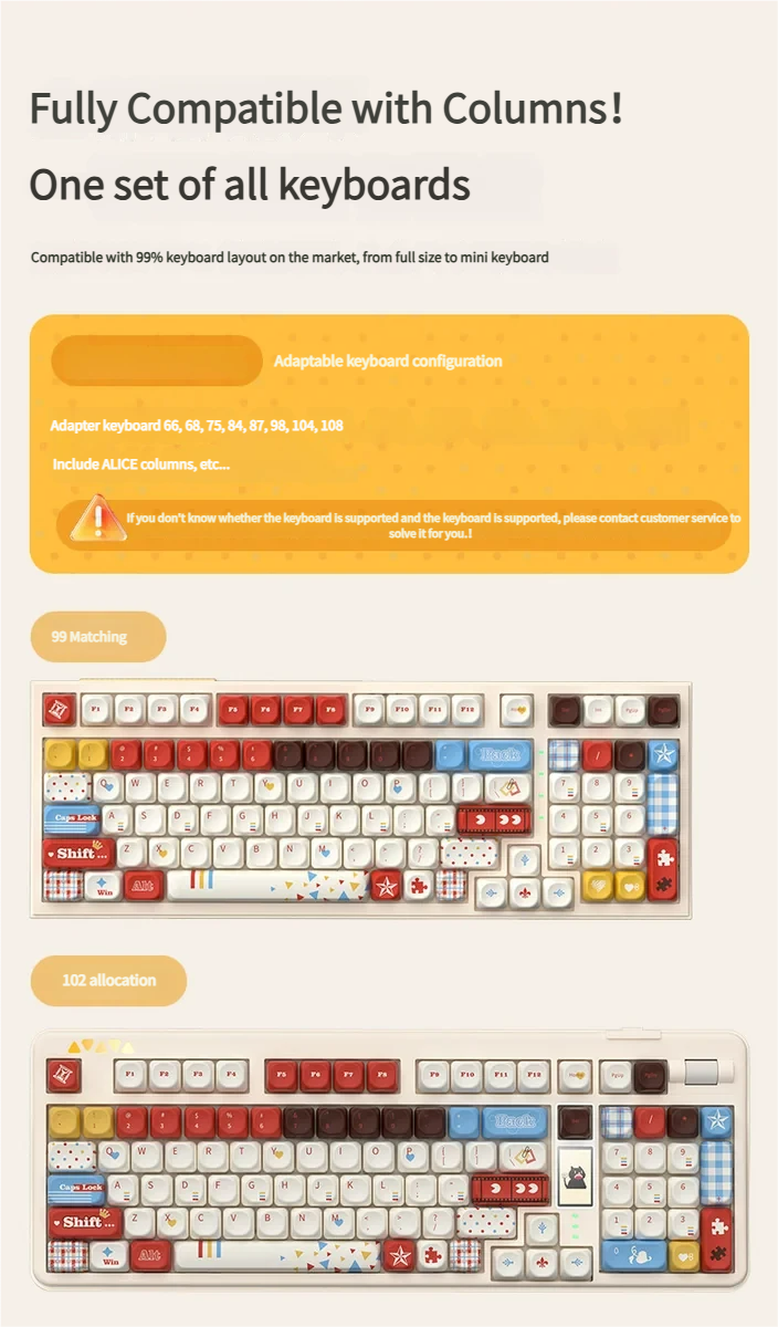 Multiple views of the Super Player gaming keycap set, displaying its vibrant retro aesthetic with playful pixel design. art and bold primary colors.