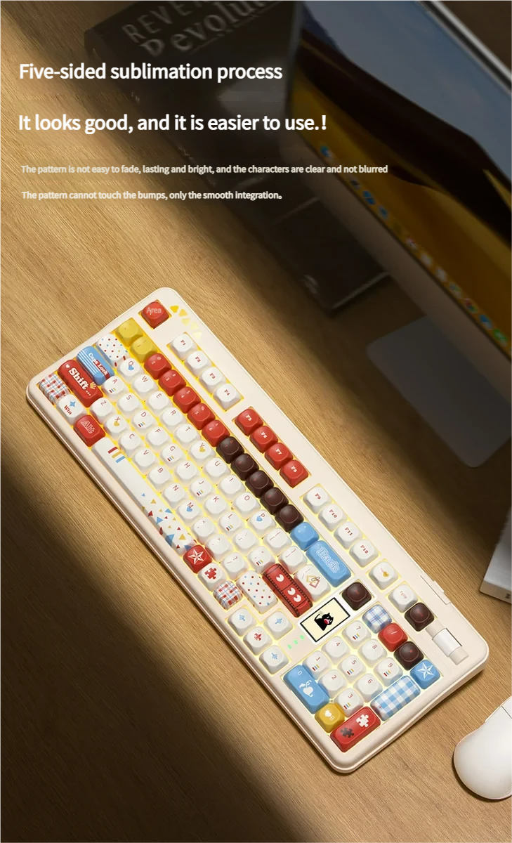 Super Player gaming keycap set showcasing a vibrant retro pixel art aesthetic with bold primary colors for a playful look.