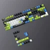 Unleash Urban Art Graffiti PBT Keycap Set shown from diverse angles, highlighting its vibrant street art design and dynamic spray paint aesthetics.