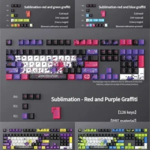 Unleash urban art with this PBT graffiti keycap set, featuring a dynamic street art design and vibrant spray paint aesthetics.