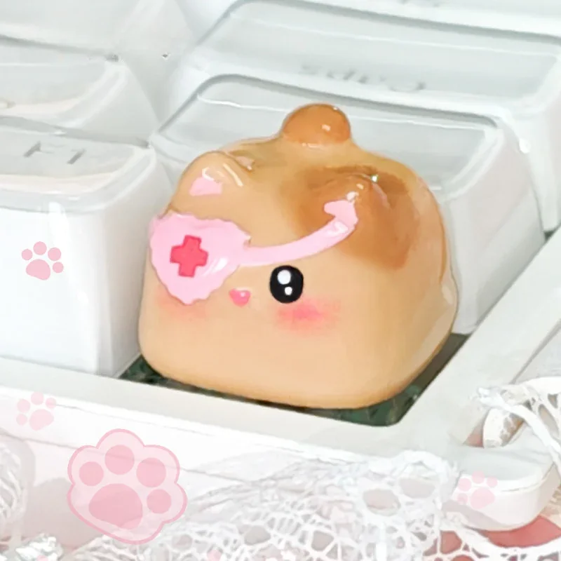 Close-up views of unique handcrafted 3D cat keycaps, showcasing adorable sculptural cats playfully stacked from various angles, adding whimsical charm design.