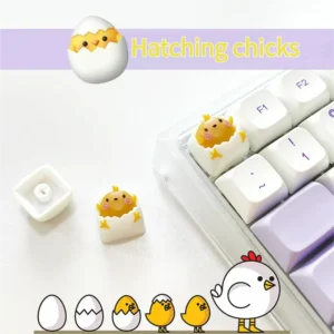 Handcrafted resin artisan keycap featuring a charming, beautifully detailed whimsical chicken design, adding artistic flair to any keyboard.