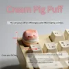 Adorable 3D handmade pig keycap showcased from various angles, highlighting its whimsical pastel design. This custom artisan keycap features a charming setup.