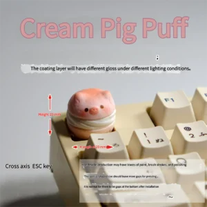 Adorable 3D handmade pig keycap showcased from various angles, highlighting its whimsical pastel design. This custom artisan keycap features a charming setup.